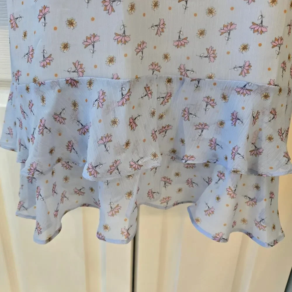 Endless rose Sheer baby blue floral Fairy Pleated tiered Cottagecore Sz Small - Picture 13 of 13